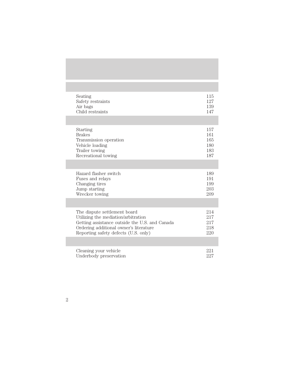 FORD 2002 Escape v.3 User Manual | Page 2 / 288