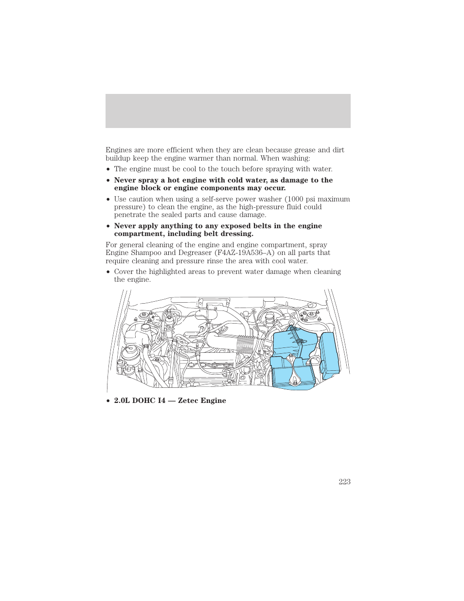 Cleaning | FORD 2002 Escape v.3 User Manual | Page 223 / 288