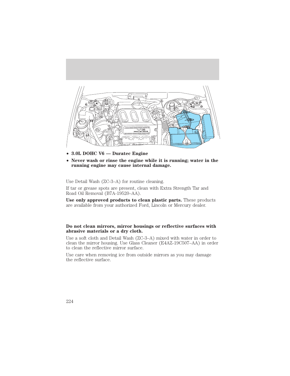 Cleaning | FORD 2002 Escape v.3 User Manual | Page 224 / 288