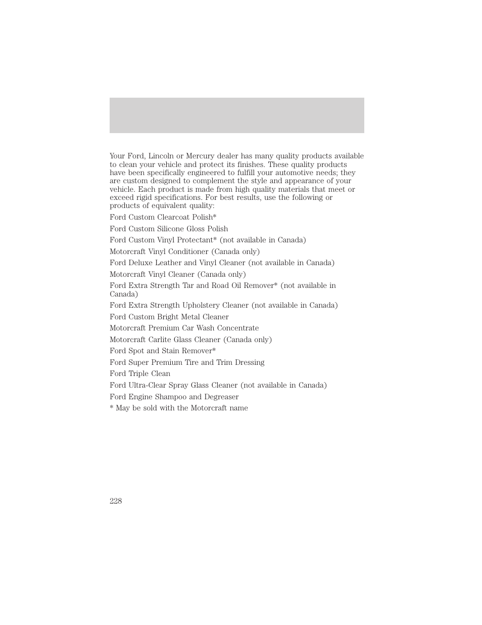 Cleaning | FORD 2002 Escape v.3 User Manual | Page 228 / 288