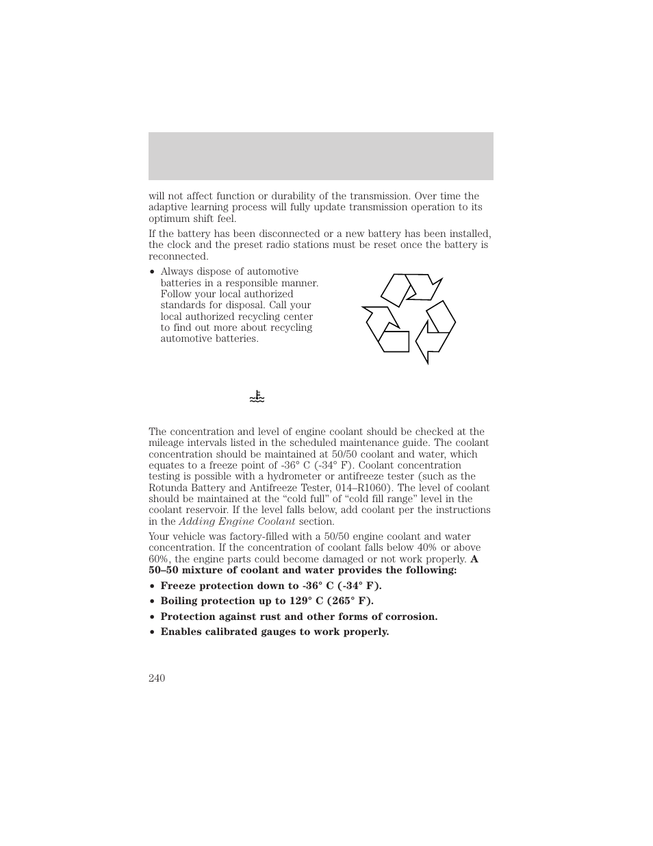 Maintenance and specifications | FORD 2002 Escape v.3 User Manual | Page 240 / 288