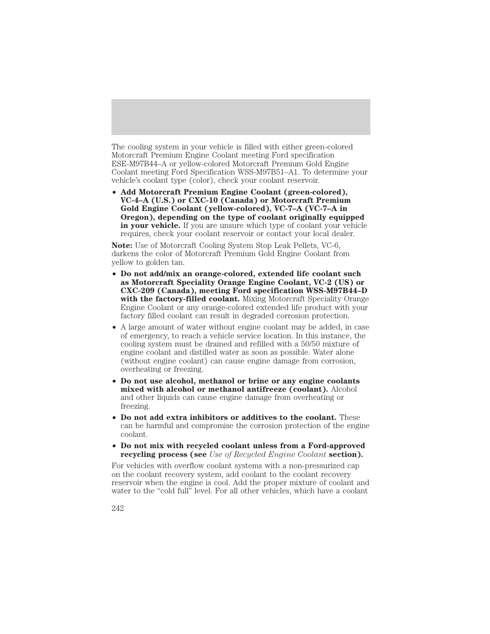 Maintenance and specifications | FORD 2002 Escape v.3 User Manual | Page 242 / 288