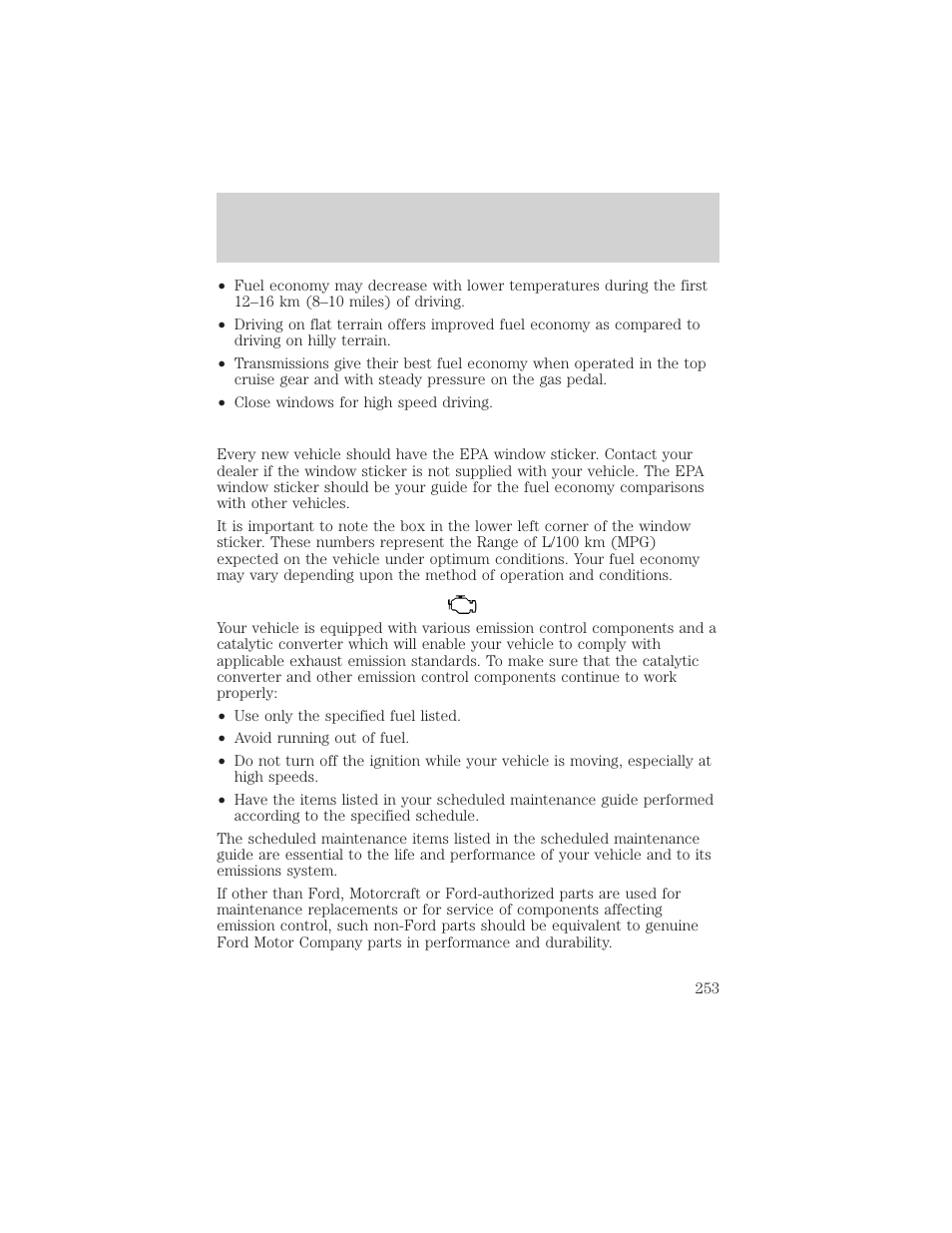 Maintenance and specifications | FORD 2002 Escape v.3 User Manual | Page 253 / 288