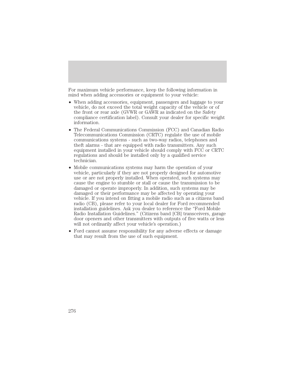 Accessories | FORD 2002 Escape v.3 User Manual | Page 276 / 288