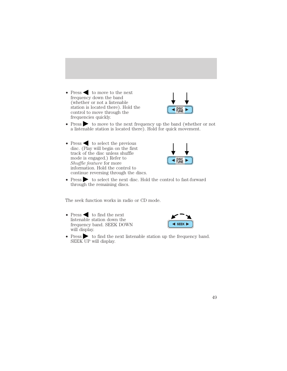 Entertainment systems | FORD 2002 Escape v.3 User Manual | Page 49 / 288