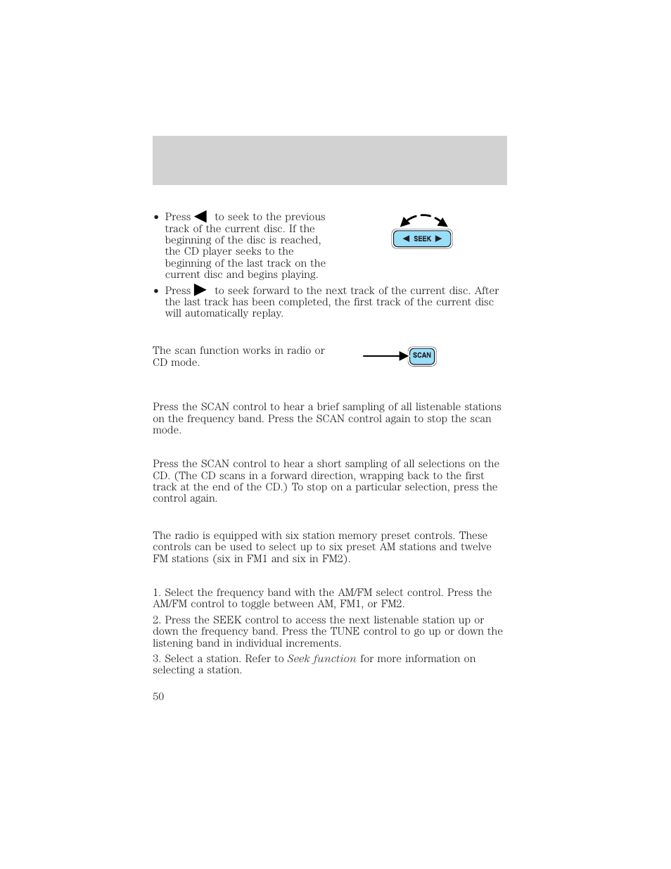 Entertainment systems | FORD 2002 Escape v.3 User Manual | Page 50 / 288