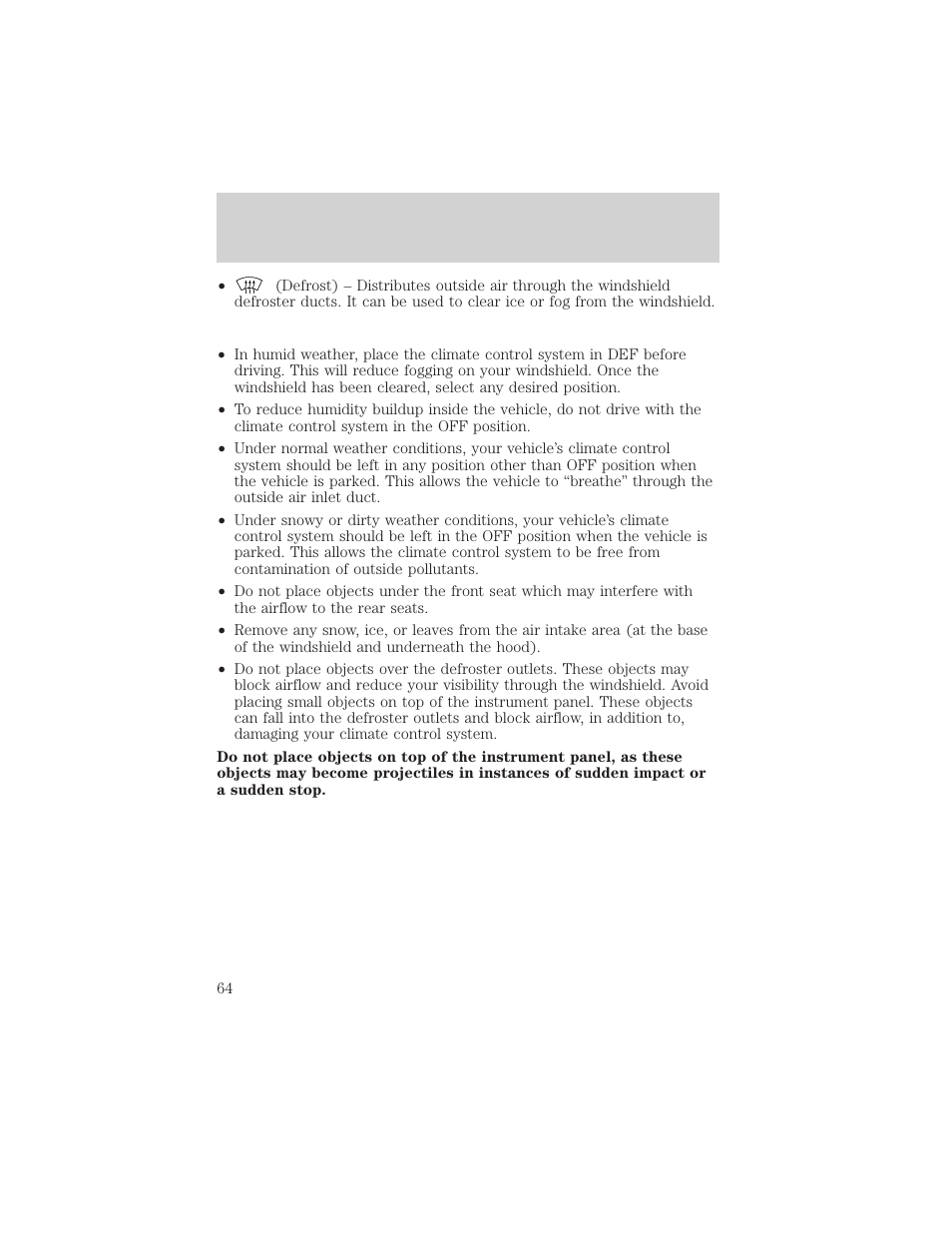 Climate controls | FORD 2002 Escape v.3 User Manual | Page 64 / 288