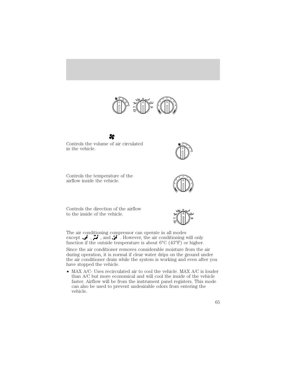 Climate controls | FORD 2002 Escape v.3 User Manual | Page 65 / 288