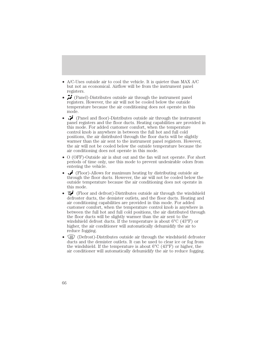 Climate controls | FORD 2002 Escape v.3 User Manual | Page 66 / 288