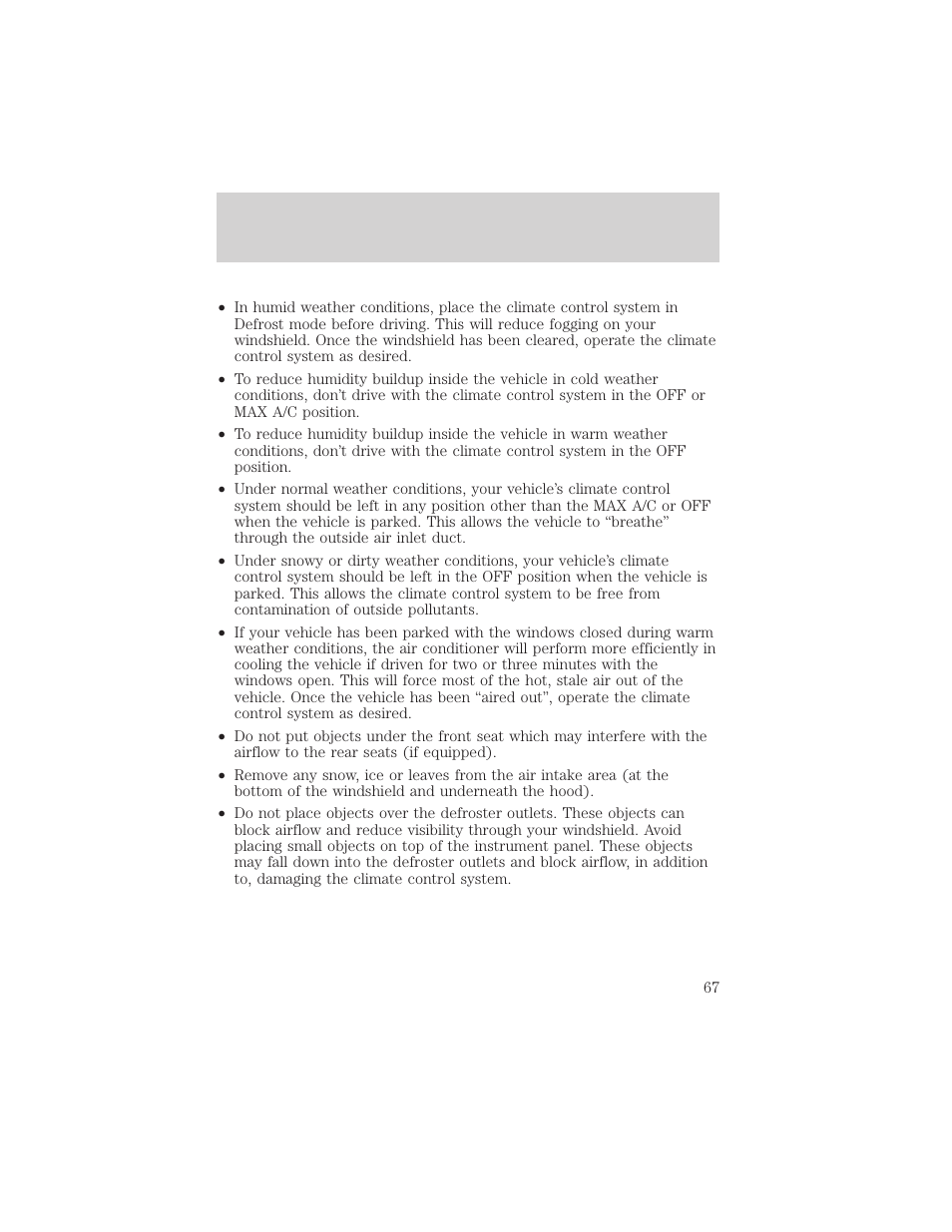 Climate controls | FORD 2002 Escape v.3 User Manual | Page 67 / 288