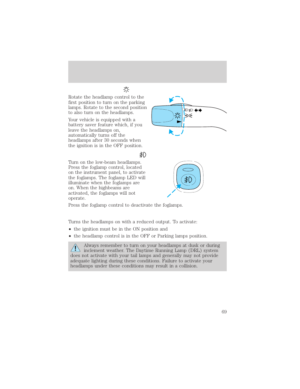 Lights | FORD 2002 Escape v.3 User Manual | Page 69 / 288