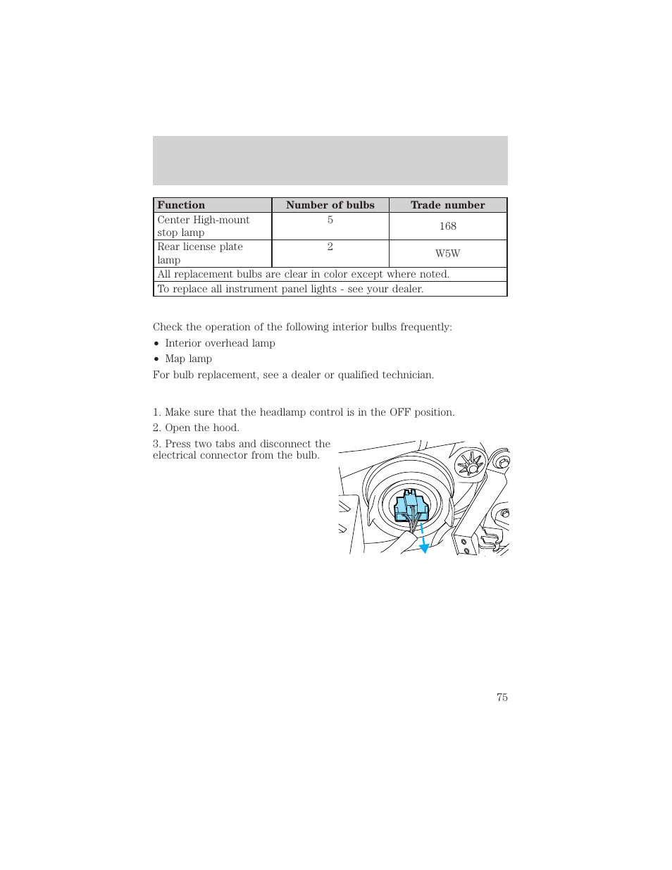 Lights | FORD 2002 Escape v.3 User Manual | Page 75 / 288