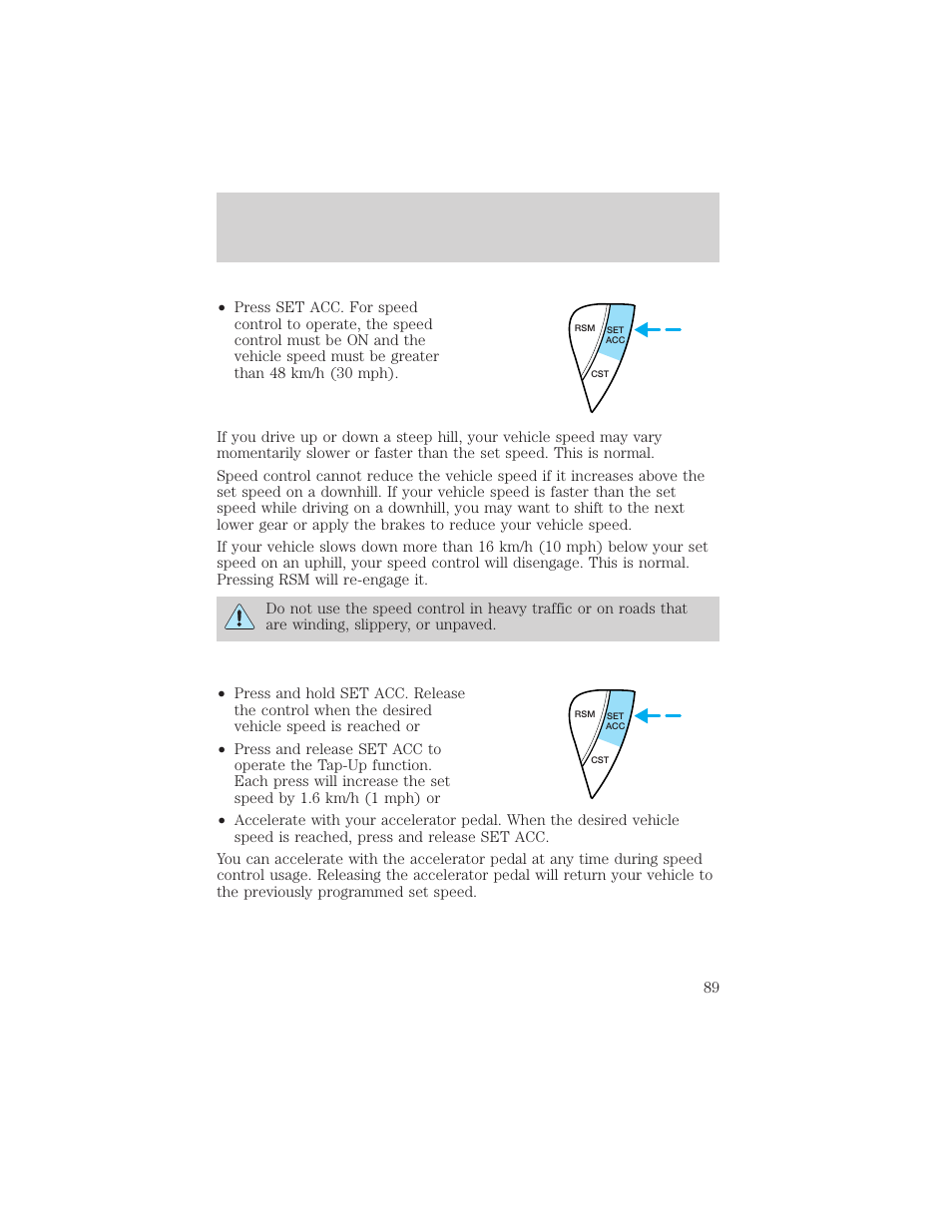 Driver controls | FORD 2002 Escape v.3 User Manual | Page 89 / 288