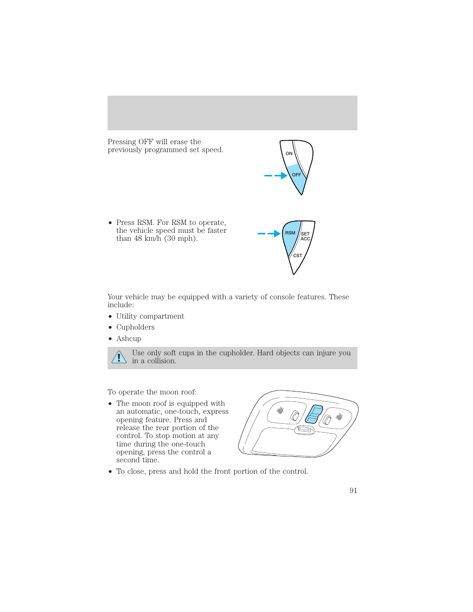 Driver controls | FORD 2002 Escape v.3 User Manual | Page 91 / 288