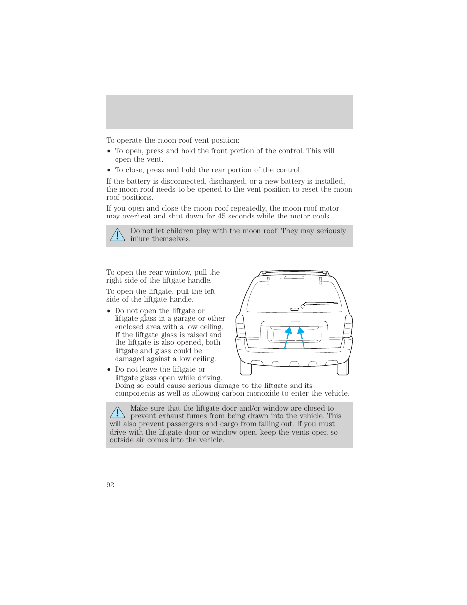 Driver controls | FORD 2002 Escape v.3 User Manual | Page 92 / 288
