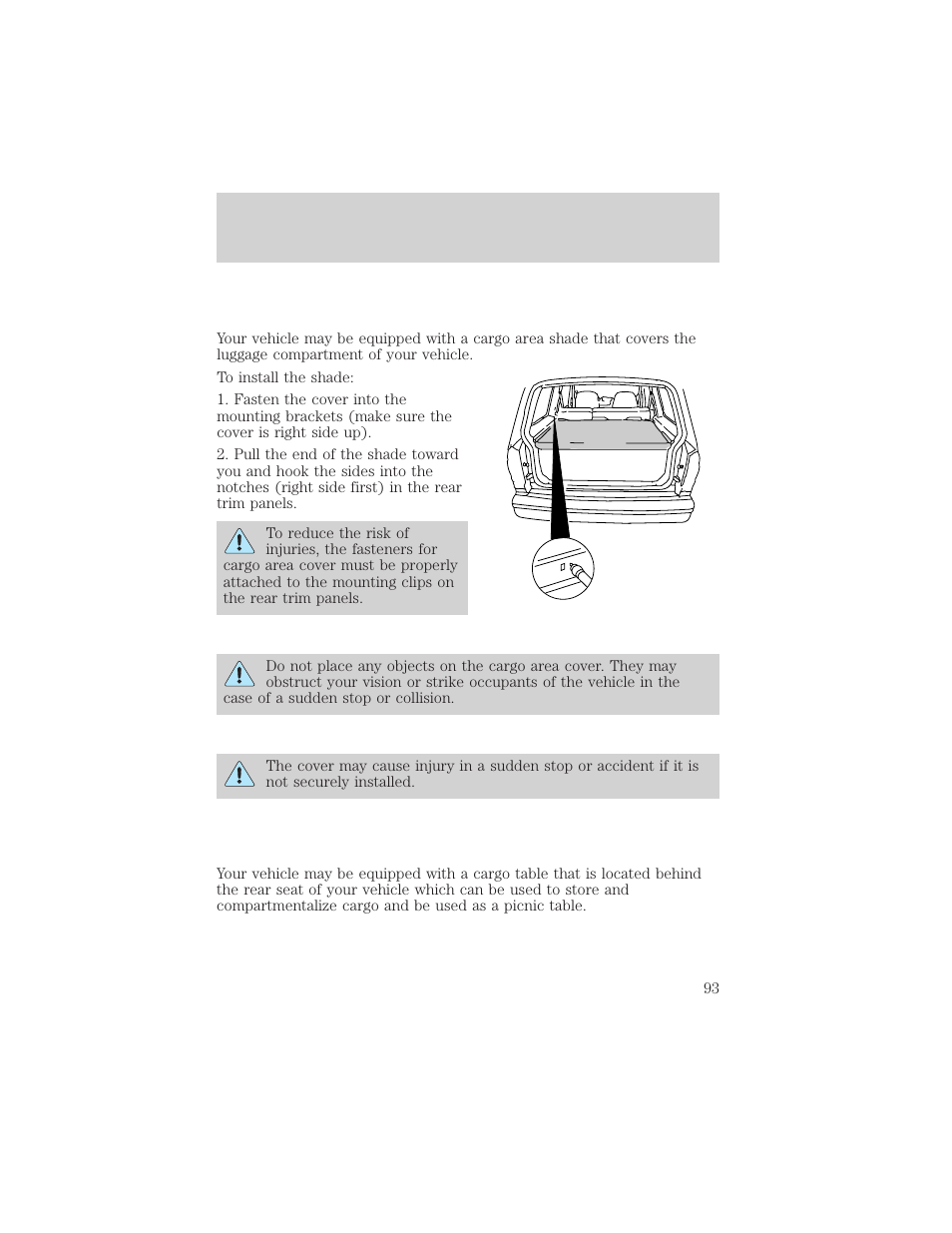 Driver controls | FORD 2002 Escape v.3 User Manual | Page 93 / 288