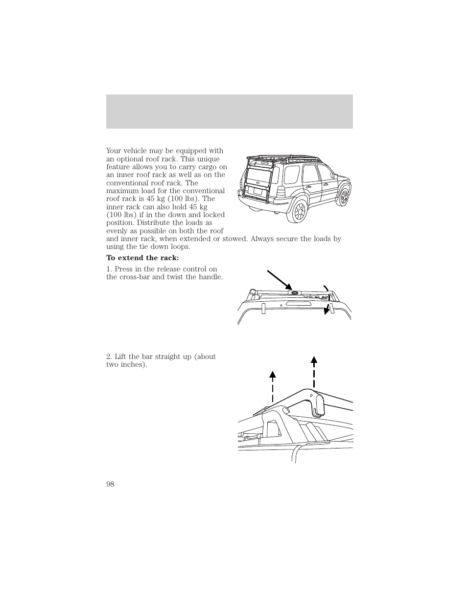 Driver controls | FORD 2002 Escape v.3 User Manual | Page 98 / 288