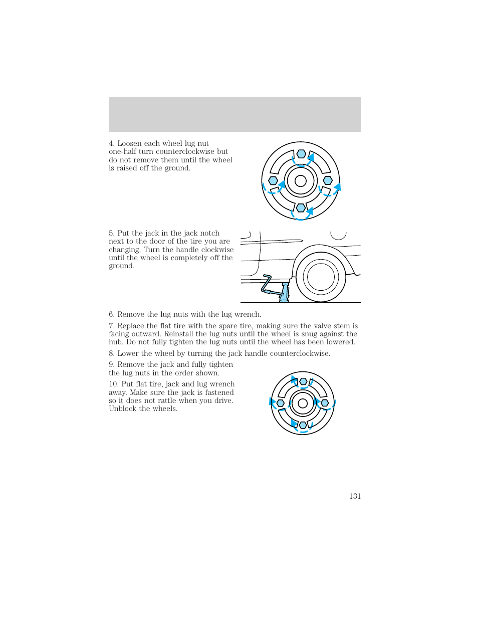 Roadside emergencies | FORD 2002 Escort v.1 User Manual | Page 131 / 216