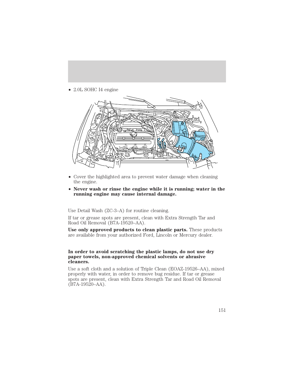 Cleaning | FORD 2002 Escort v.1 User Manual | Page 151 / 216