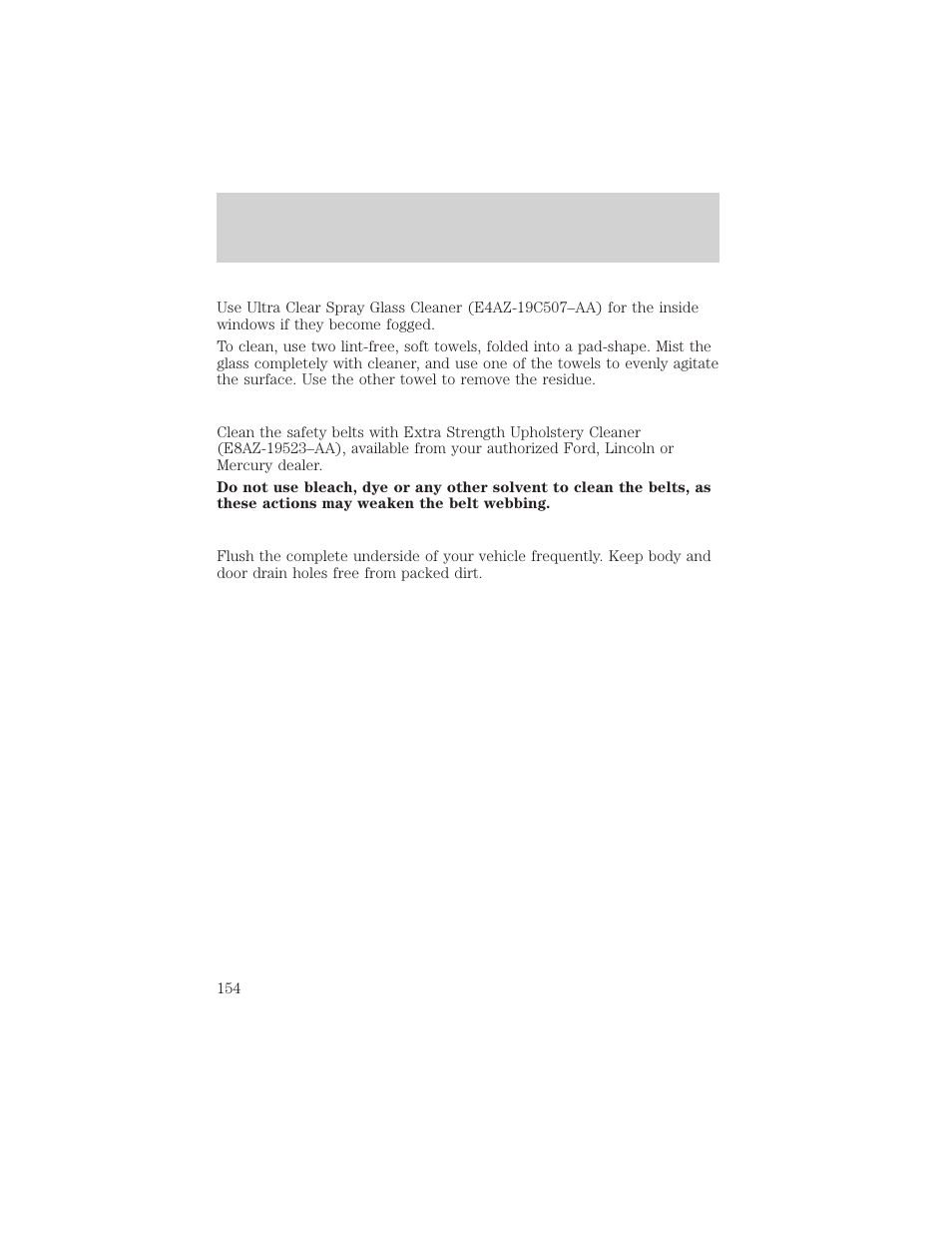 Cleaning | FORD 2002 Escort v.1 User Manual | Page 154 / 216