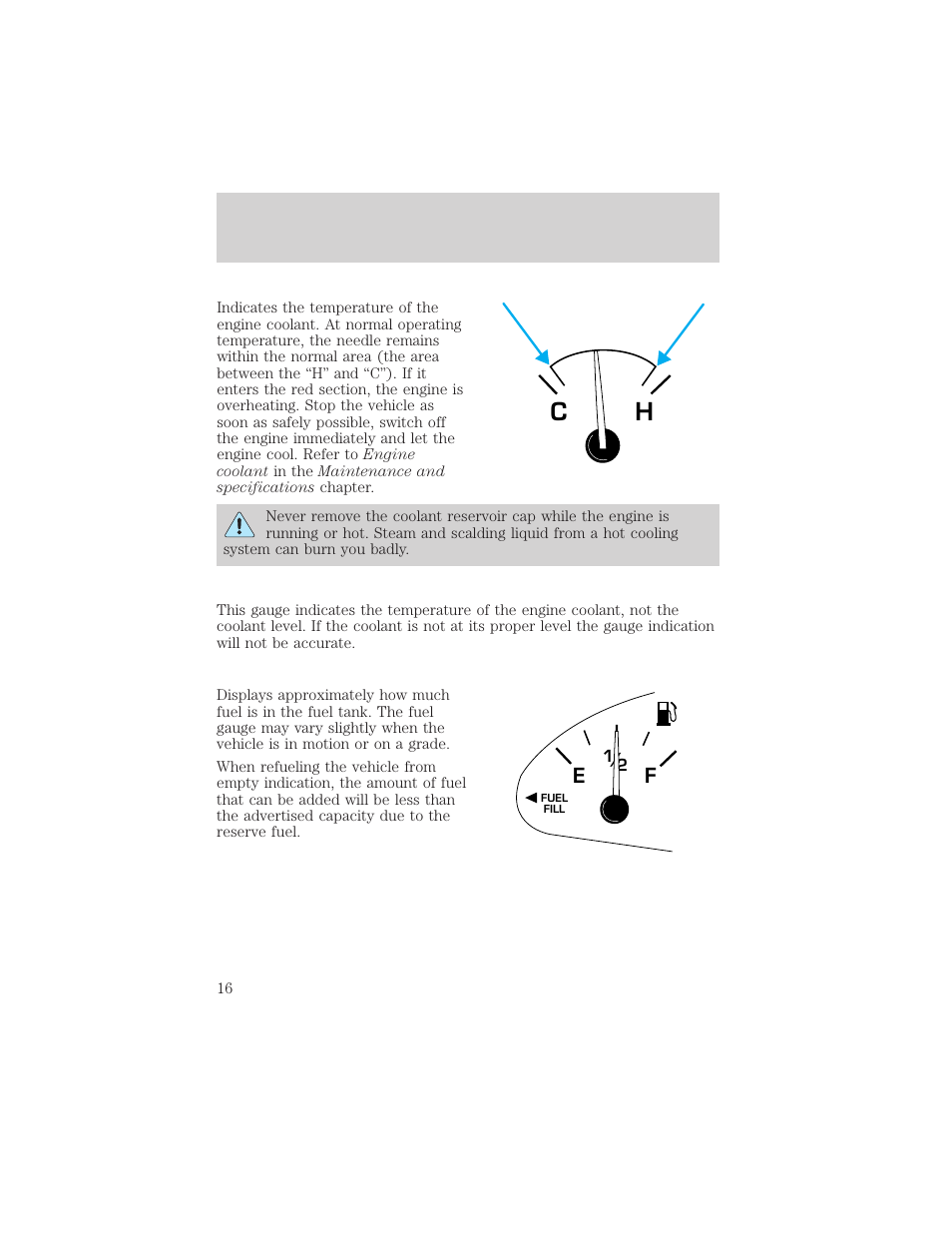 Instrument cluster | FORD 2002 Escort v.1 User Manual | Page 16 / 216