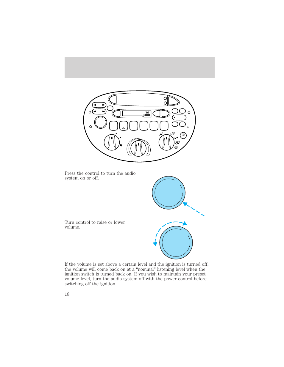 Entertainment systems, Vol push on vol push on, Dolby b nr | FORD 2002 Escort v.1 User Manual | Page 18 / 216