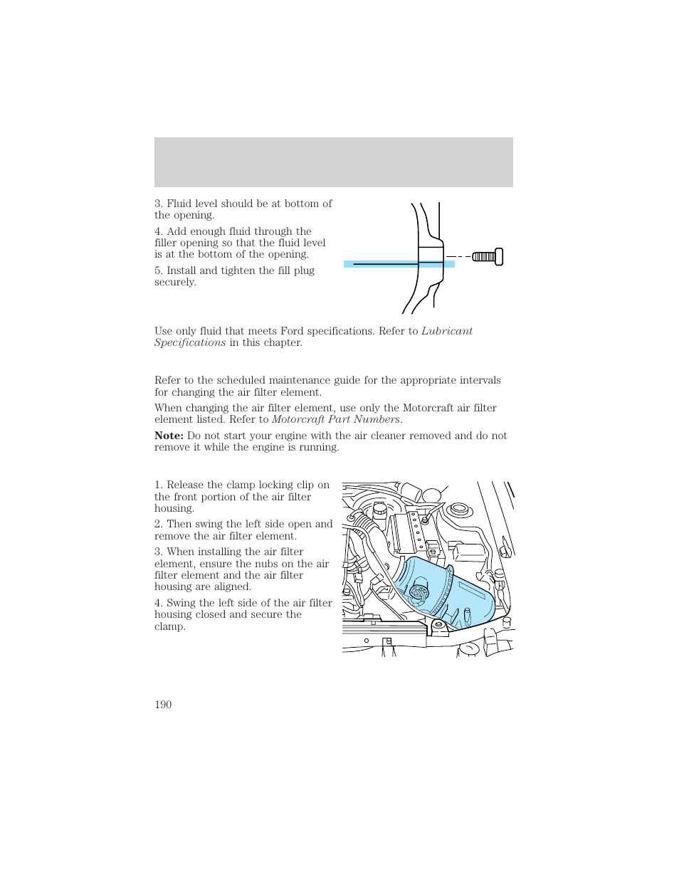 Maintenance and specifications | FORD 2002 Escort v.1 User Manual | Page 190 / 216