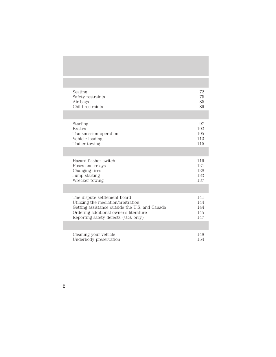 FORD 2002 Escort v.1 User Manual | Page 2 / 216