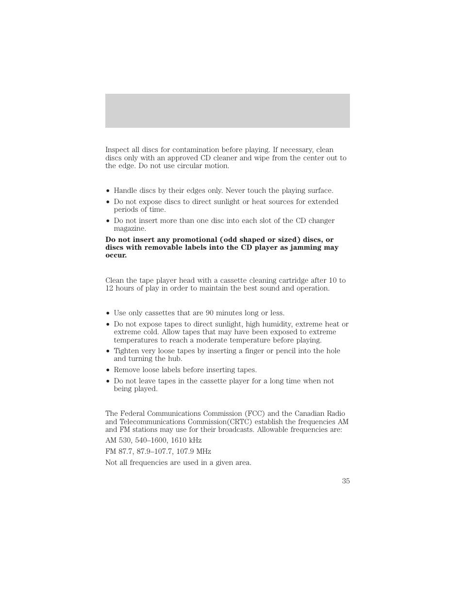 Entertainment systems | FORD 2002 Escort v.1 User Manual | Page 35 / 216