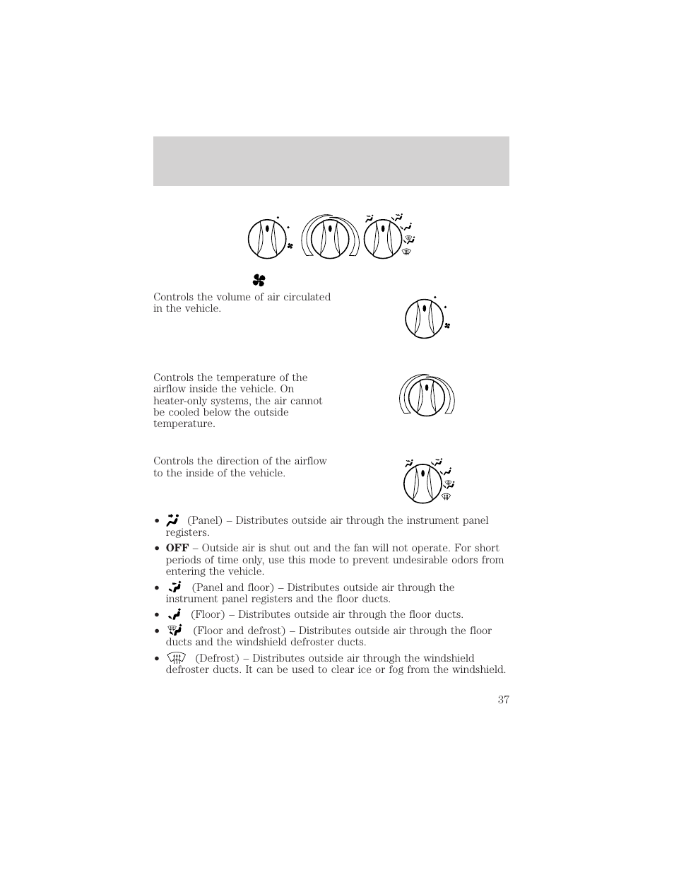 Climate controls | FORD 2002 Escort v.1 User Manual | Page 37 / 216