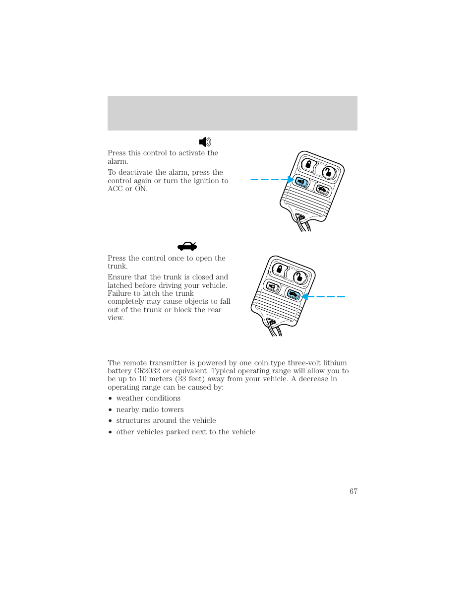 Locks and security | FORD 2002 Escort v.1 User Manual | Page 67 / 216