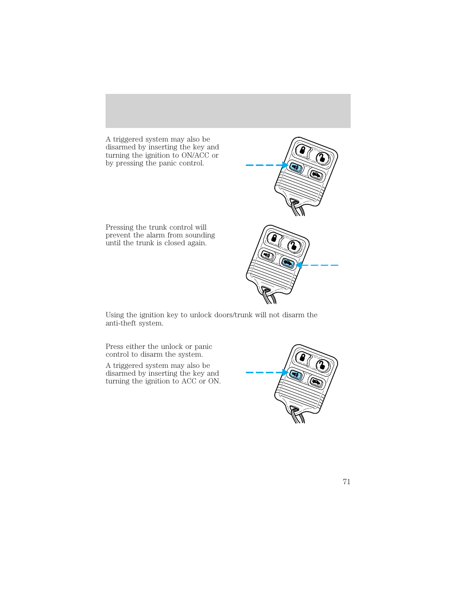 Locks and security | FORD 2002 Escort v.1 User Manual | Page 71 / 216