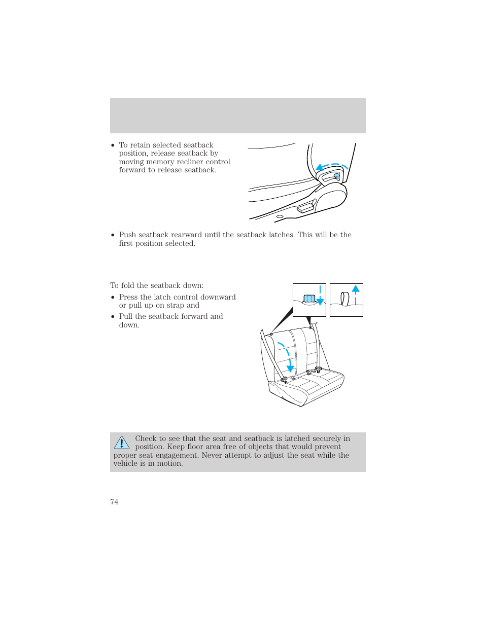 Seating and safety restraints | FORD 2002 Escort v.1 User Manual | Page 74 / 216