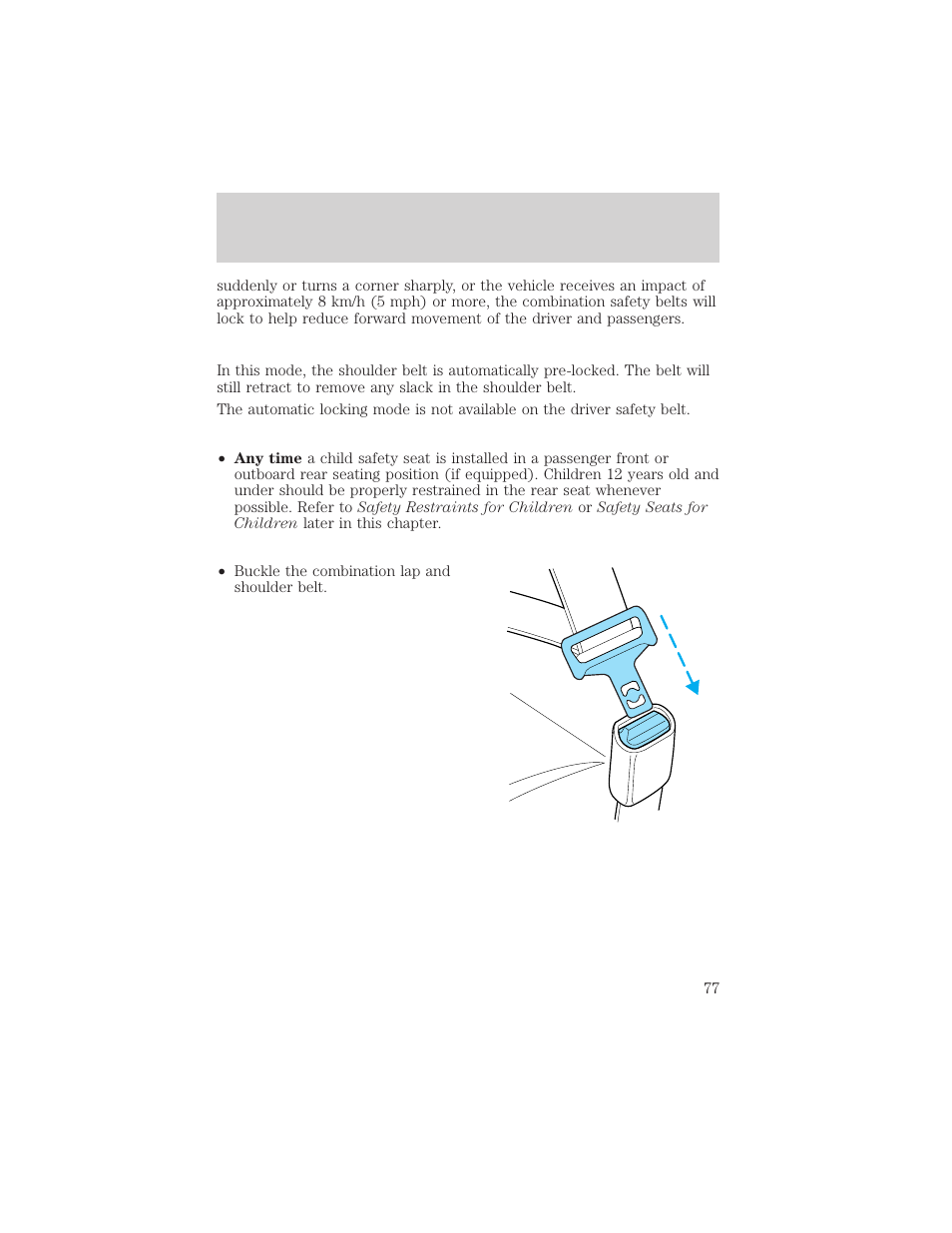 Seating and safety restraints | FORD 2002 Escort v.1 User Manual | Page 77 / 216