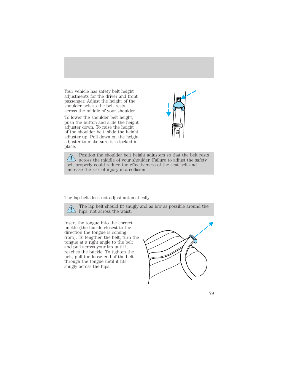 Seating and safety restraints | FORD 2002 Escort v.1 User Manual | Page 79 / 216