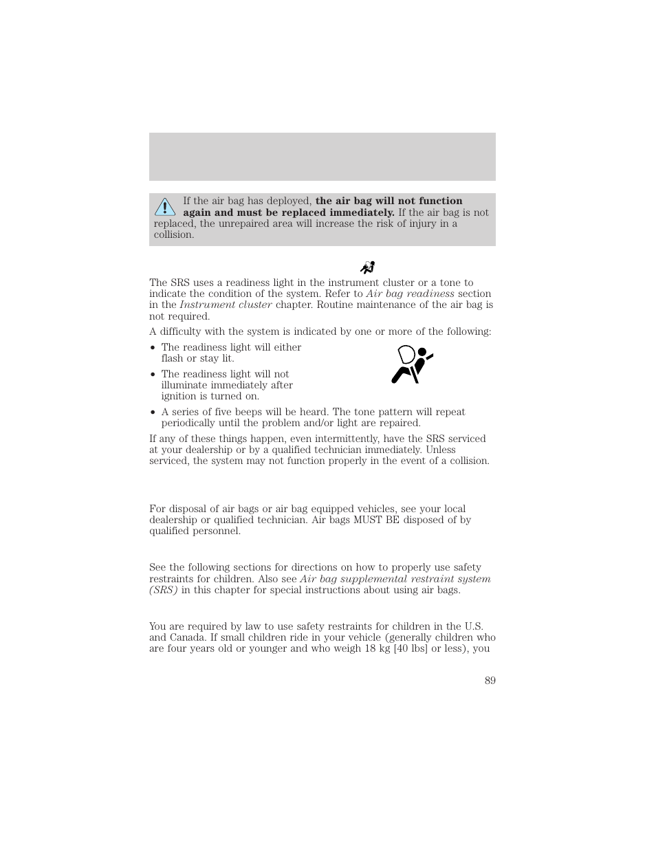 Seating and safety restraints | FORD 2002 Escort v.1 User Manual | Page 89 / 216