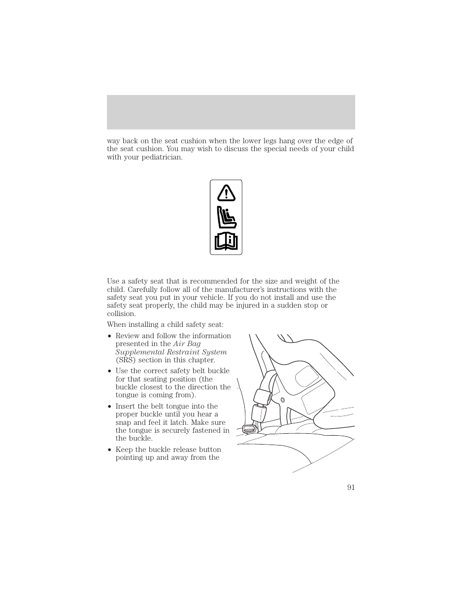 Seating and safety restraints | FORD 2002 Escort v.1 User Manual | Page 91 / 216