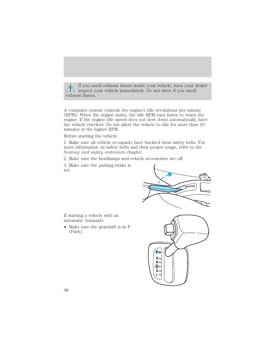 Driving | FORD 2002 Escort v.1 User Manual | Page 98 / 216