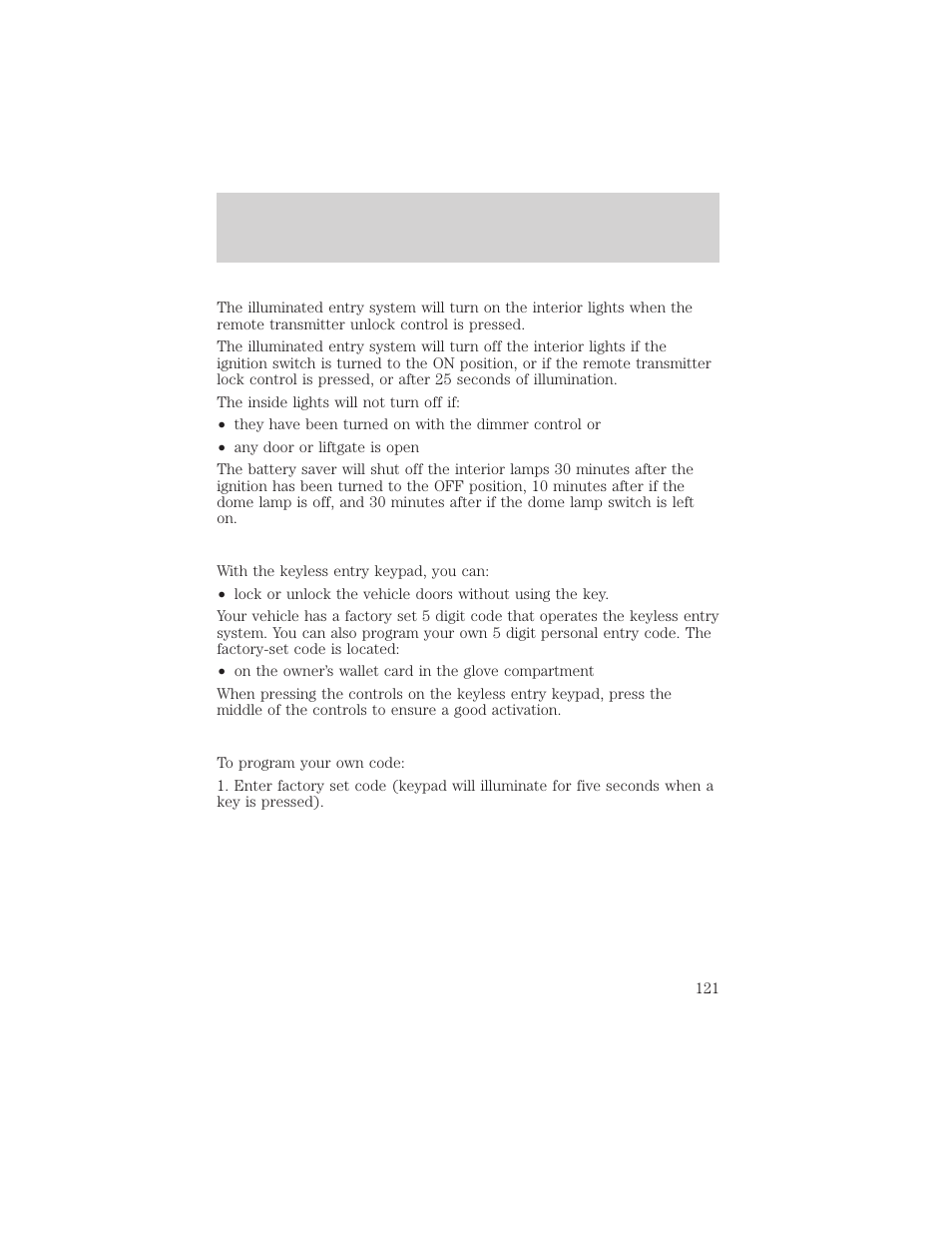 Locks and security | FORD 2002 Excursion v.1 User Manual | Page 121 / 296