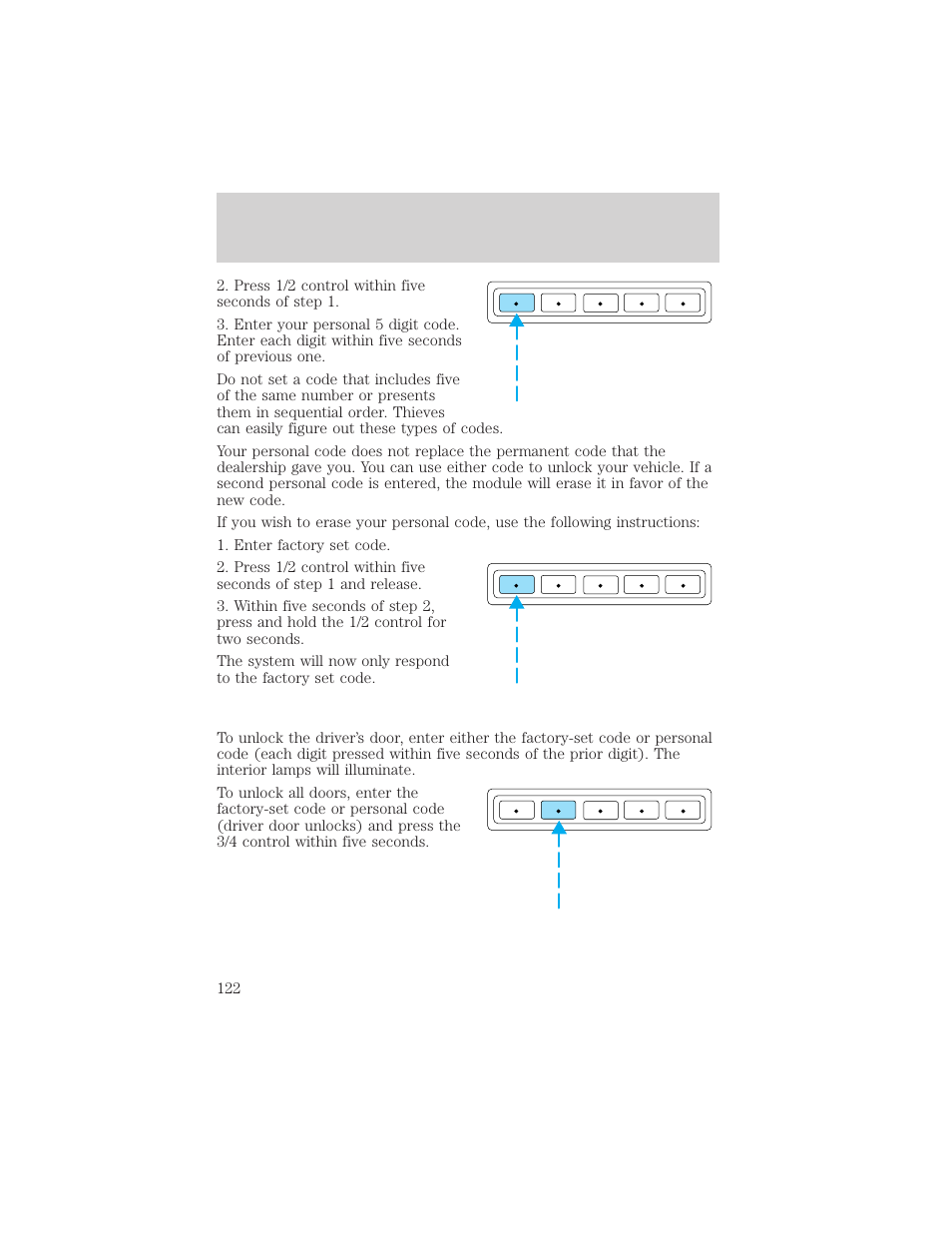Locks and security | FORD 2002 Excursion v.1 User Manual | Page 122 / 296