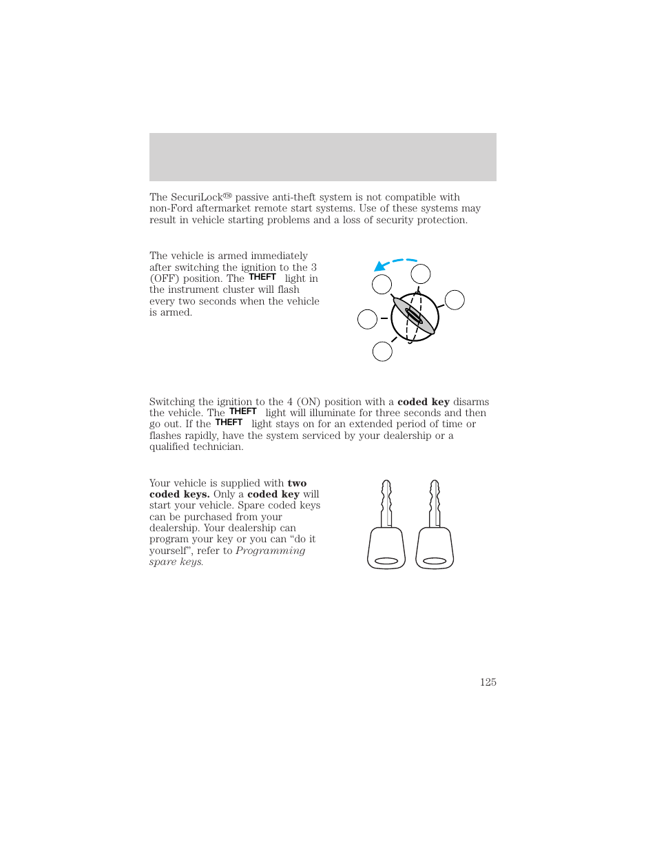 Locks and security | FORD 2002 Excursion v.1 User Manual | Page 125 / 296