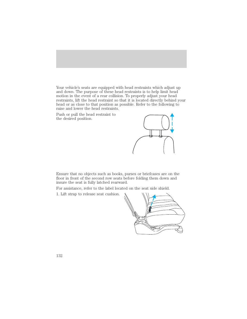 Seating and safety restraints | FORD 2002 Excursion v.1 User Manual | Page 132 / 296