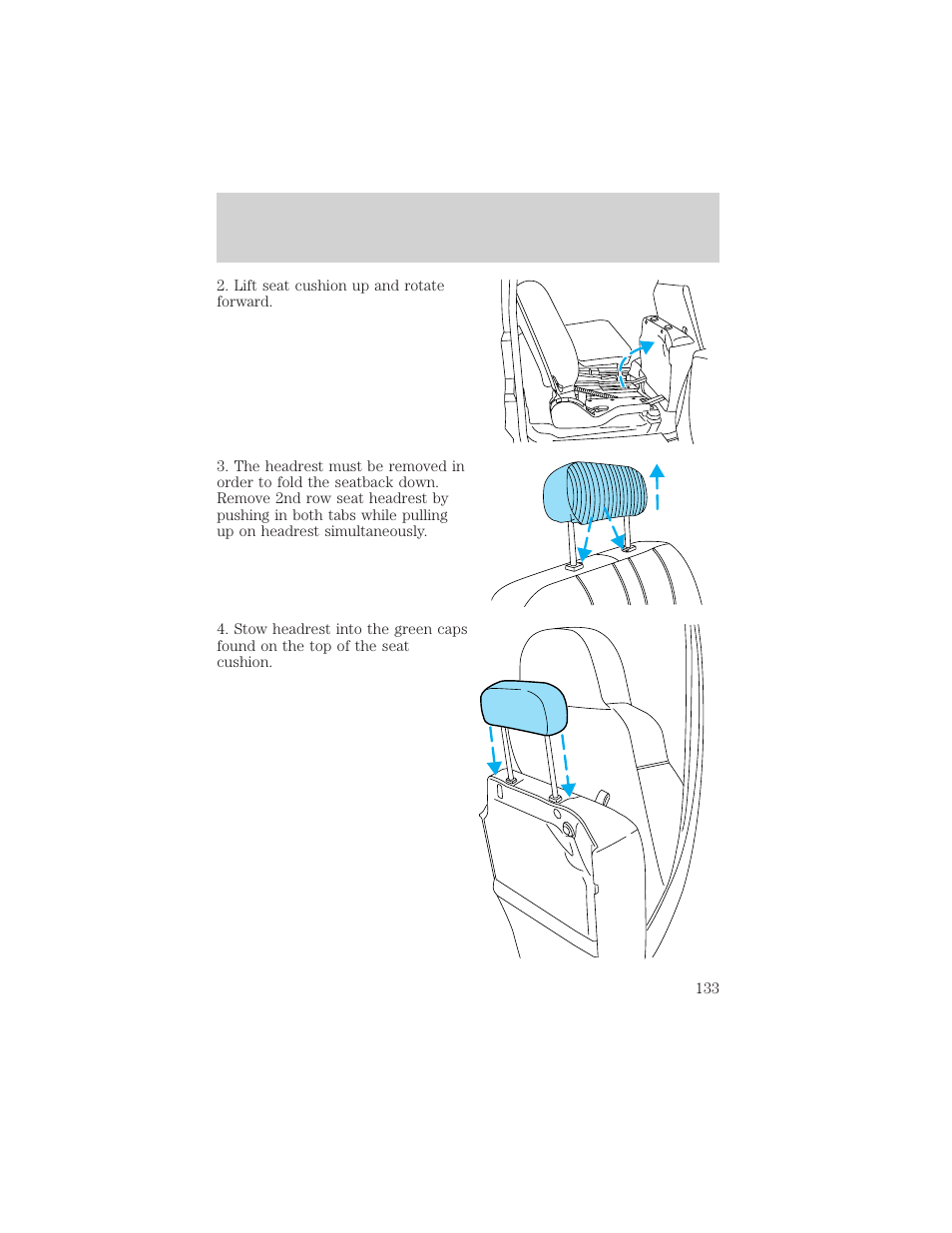 Seating and safety restraints | FORD 2002 Excursion v.1 User Manual | Page 133 / 296