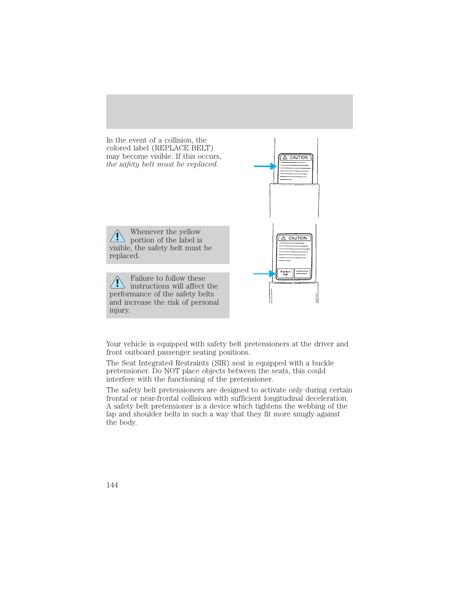 Seating and safety restraints | FORD 2002 Excursion v.1 User Manual | Page 144 / 296