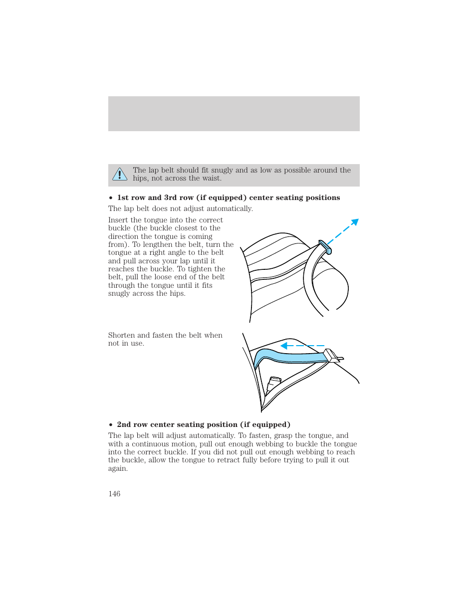 Seating and safety restraints | FORD 2002 Excursion v.1 User Manual | Page 146 / 296