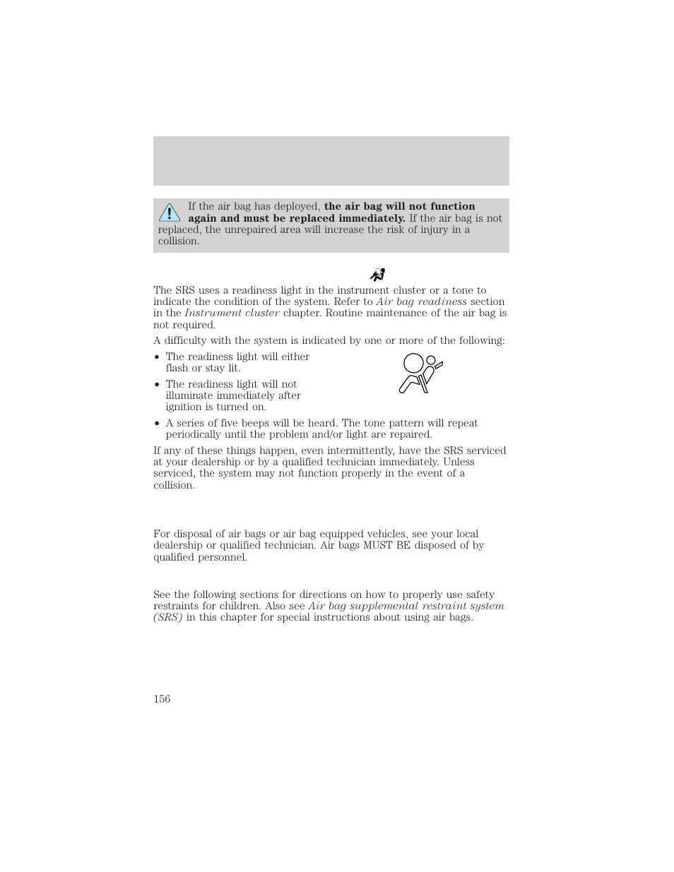 Seating and safety restraints | FORD 2002 Excursion v.1 User Manual | Page 156 / 296