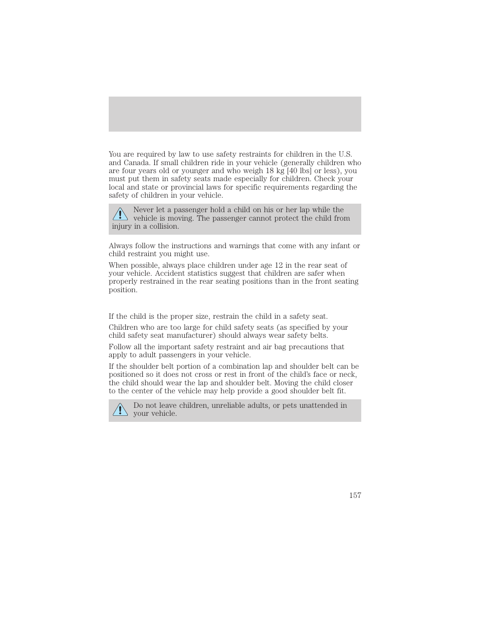 Seating and safety restraints | FORD 2002 Excursion v.1 User Manual | Page 157 / 296