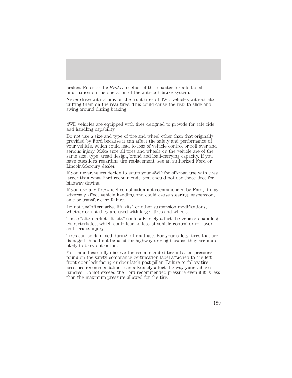 Driving | FORD 2002 Excursion v.1 User Manual | Page 189 / 296