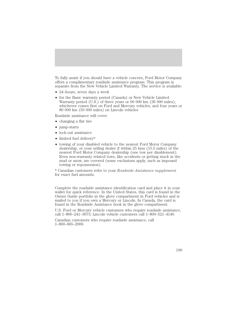 Roadside emergencies | FORD 2002 Excursion v.1 User Manual | Page 199 / 296