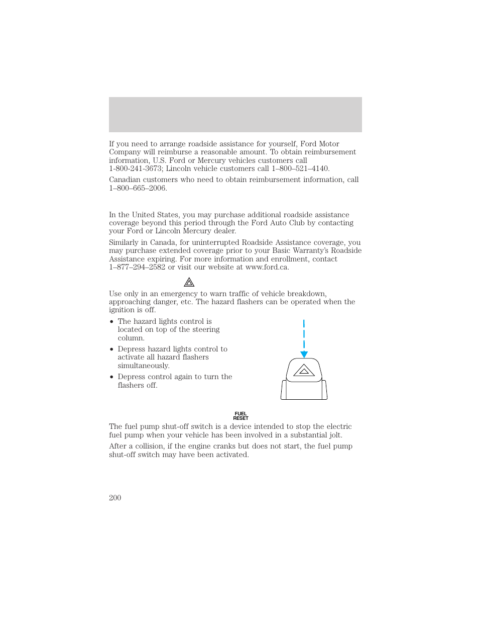 Roadside emergencies | FORD 2002 Excursion v.1 User Manual | Page 200 / 296